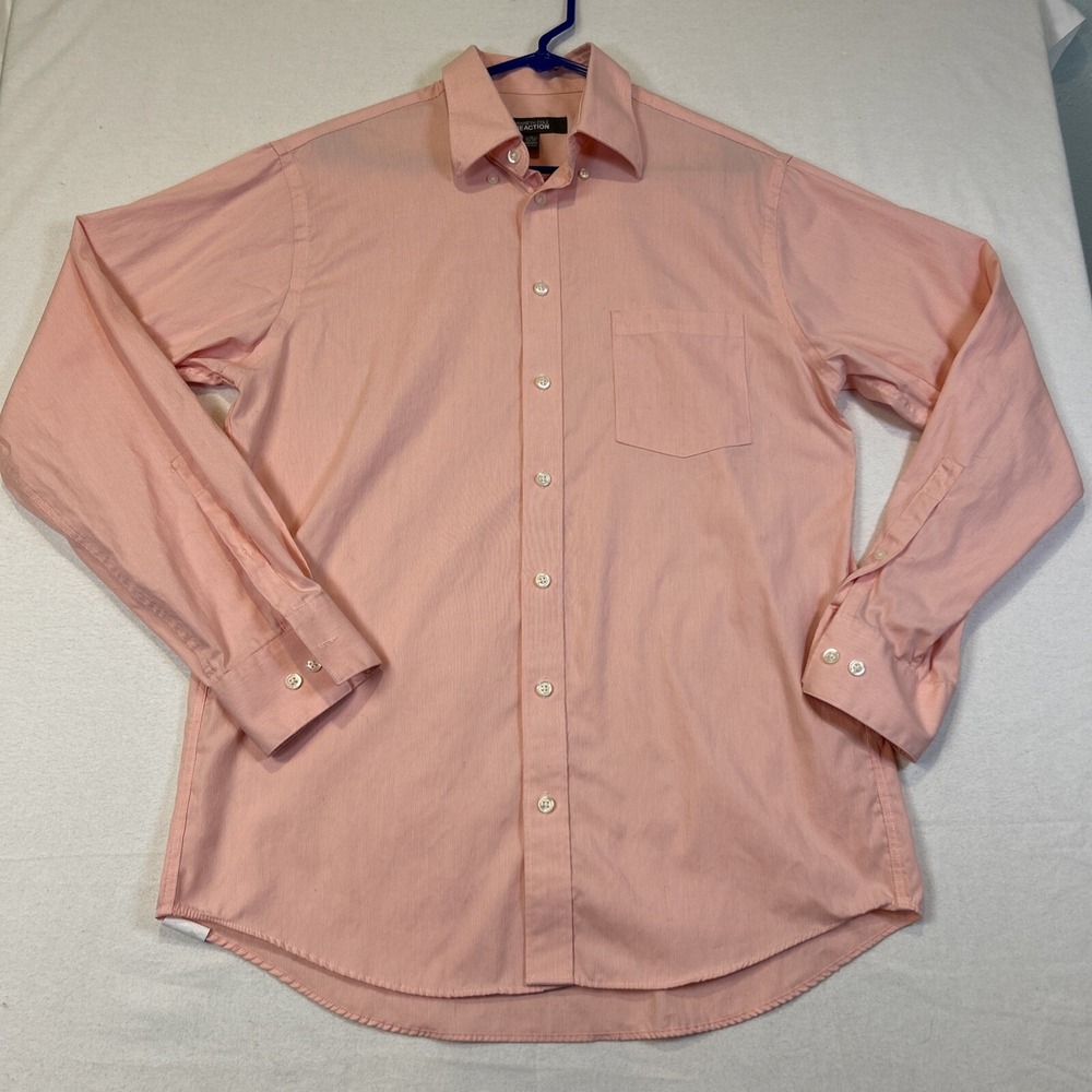 Kenneth Cole Reaction Mens Long Sleeve Medium Shirt Button Down Pink Collared
